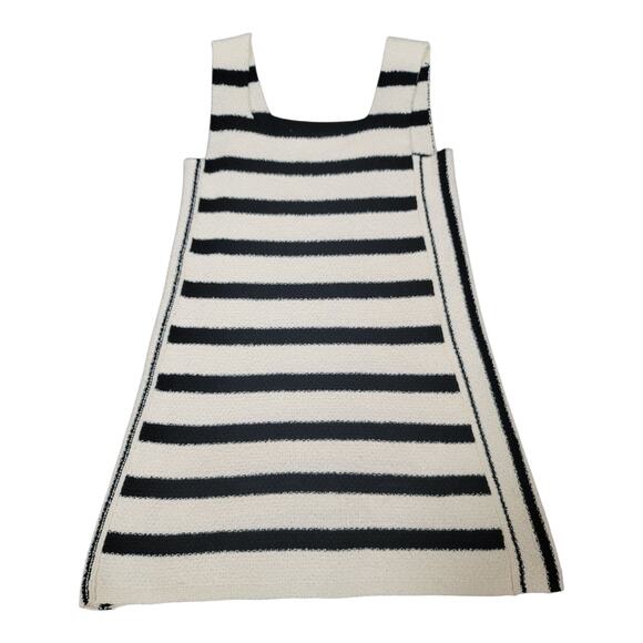 Zara Black and White Short Dress Knitted‎ Sleeveless Square Neck Women's Medium - Picture 6 of 7